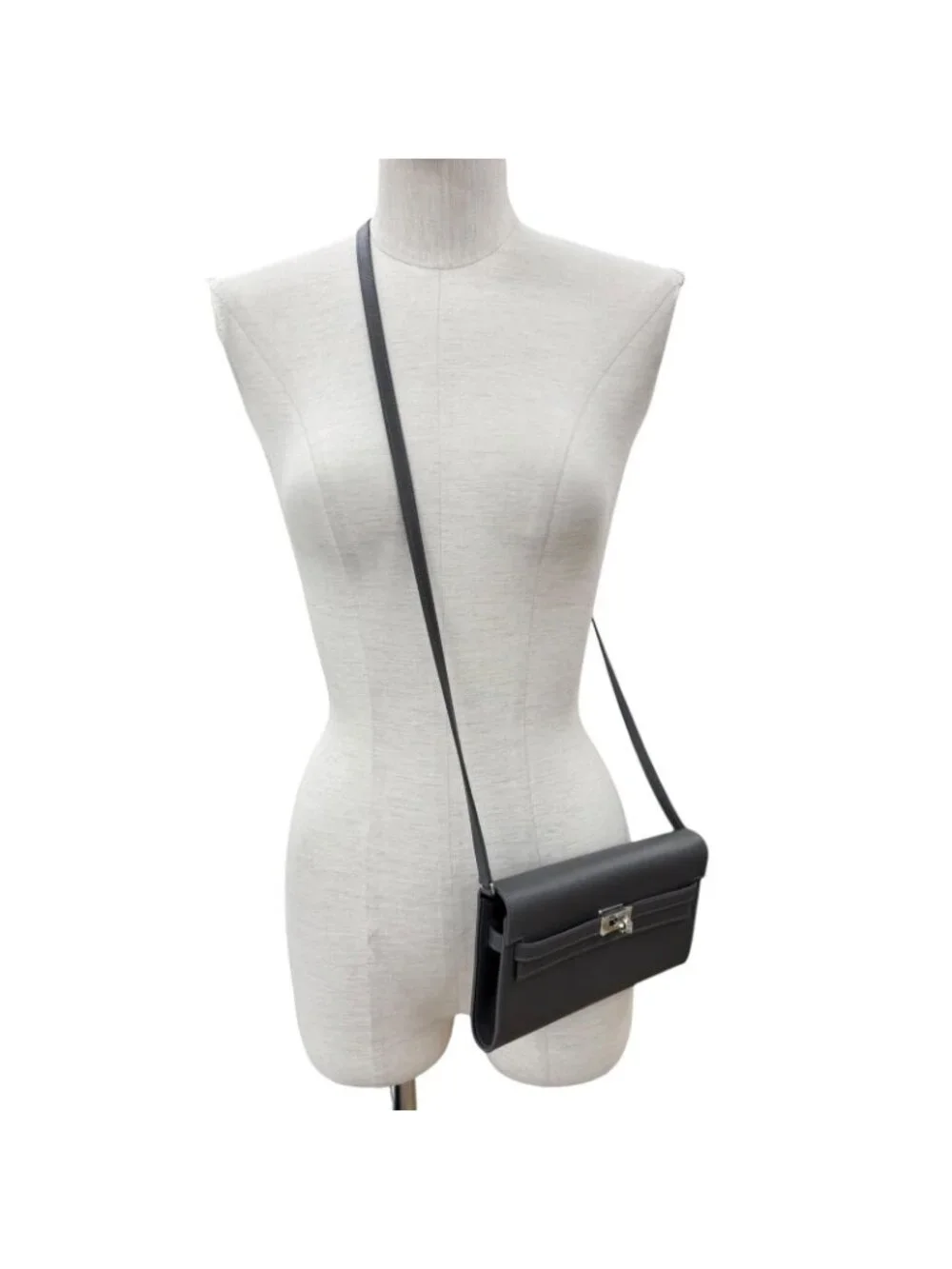 Hermes Kelly Wallet To Go Color Ardoise Silver Shoulder
